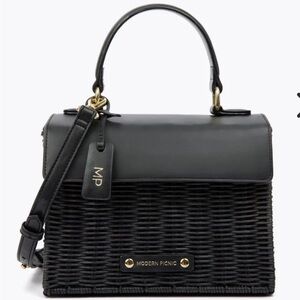 Modern Picnic Black Wicker Lunchbox NWT